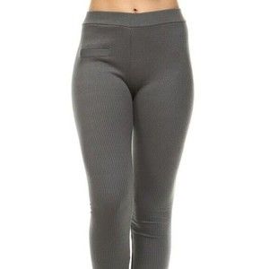 JEGGOLOGY S/M Cotton Blend Jeggings Raw Edge Hem Skinny Rib Knit Legging